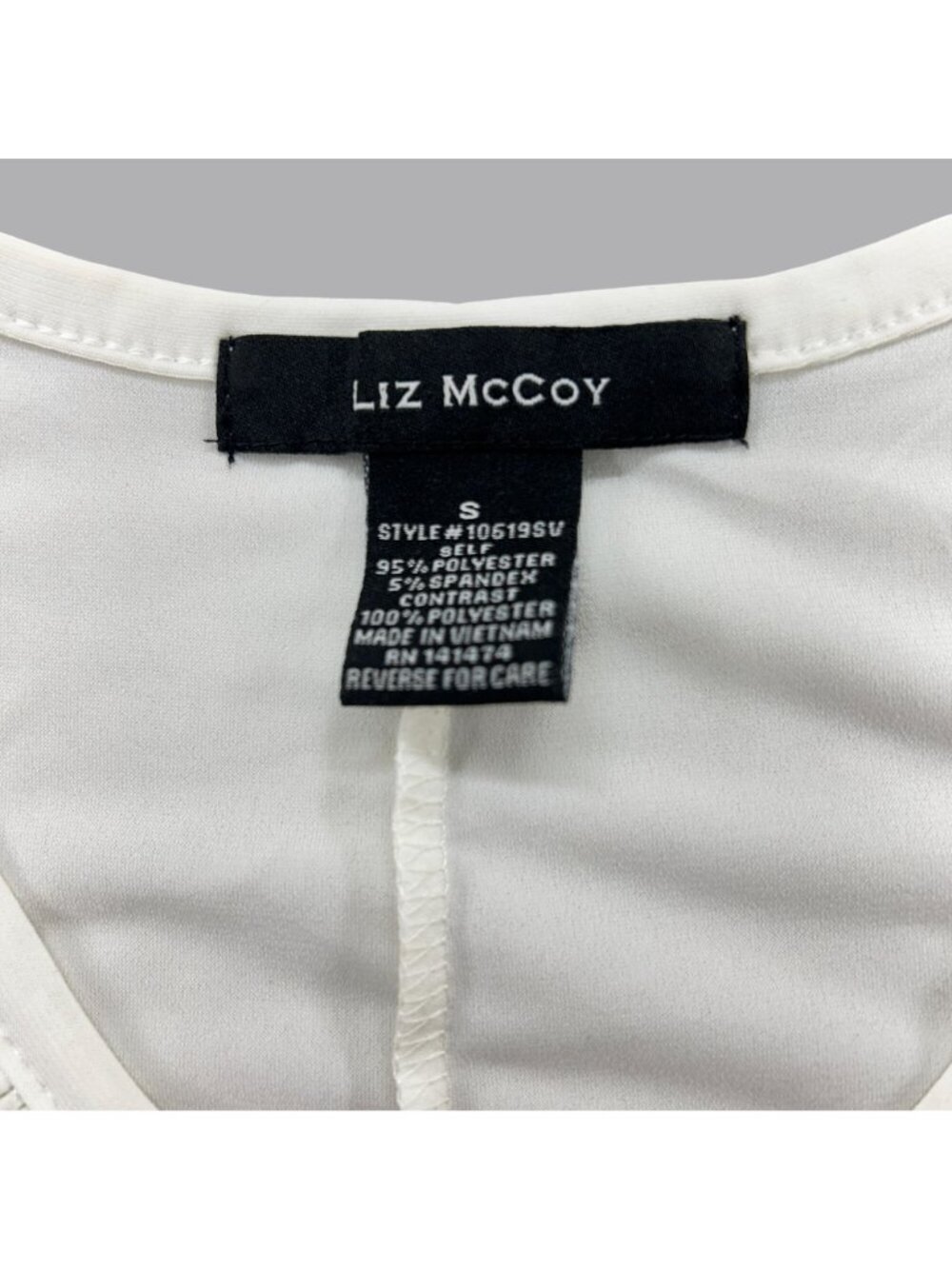 Liz McCoy White Cold Shoulder Sheer Sleeve Blouse Women Size Small Keyhole Top - Picture 5 of 8